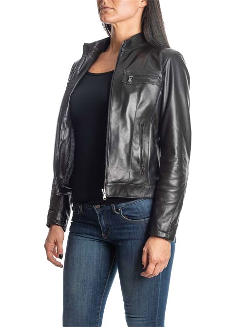 Black zip leather jacket PK BY PASKAL | 327NAPPA-NERO